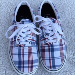 Vans Red and Blue Plaid Sneakers